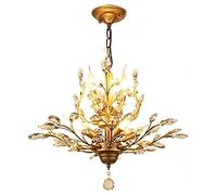 PendantLight, lustres en Branche de Cristal en V encastrés à Hauteur réglable pour Salle à Manger, Salon, Chambre à Coucher, Couloir, hôtel, suspensions (Bronze doré, 7 lumières)