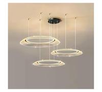 PendantLight, Lustres Plafond Vis LED Modernes Lampes Suspendues Villa Luxe avec Anneau, Lampe Suspendue Haut de Gamme pour Salon, Salle à Manger (Noir, 3 Anneaux)