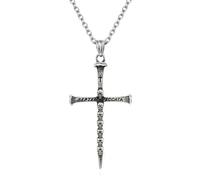 pendantmen pendantnecklaces for womenVintage crâne Sept péchés capitaux Collier en Acier Inoxydable for Hommes Croix Clou Pendentif Christianl rétro Bijoux (Color : Silver)