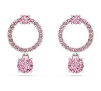 Swarovski Pendants d'oreilles Attract, taille ronde, rose, métal rhodié