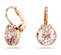 Swarovski Pendants d'oreilles Bella V, Taille ronde, Ton doré, Placage de ton or rosé