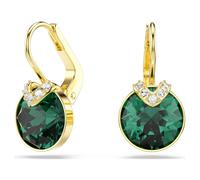 Pendants d'oreilles Bella V, Taille ronde, Vertes, Placage de ton or OS