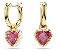 Swarovski Pendants d'oreilles Chroma Cœur Rouges – Placage de ton or