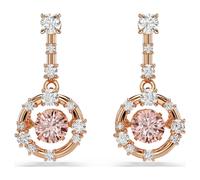 Swarovski Boucles d'oreilles Constella 5744239 – pierre dansante rose, taille ronde, plaqué or rosé