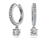 Pendants d'oreilles Eternity, Diamants de synthèse 0,7 ct tw, Forme ronde, Or blanc 18 carats OS