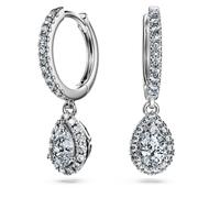 Pendants d'oreilles Eternity, Diamants de synthèse 1,25 ct tw, Forme de poire, Or blanc 18 carats OS