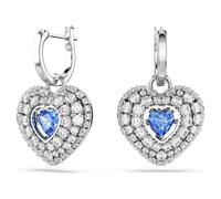 Swarovski Pendants d'oreilles Hyperbola, Cœur, Bleues, Métal rhodié