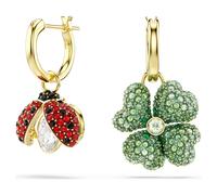 Pendants d'oreilles Idyllia, Parure (3), Coccinelle, trèfle à quatre feuilles, fraise, Multicolores, Doré à l’or 18 carats (750/1000) OS