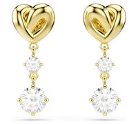 Pendants d'oreilles Lifelong, Taille ronde, Cœur, Blanches, Doré à l’or 18 carats (750/1000) OS