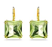 Pendants d'oreilles Millenia, Taille Carré, Vertes, Placage de ton or OS