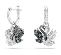 Pendants d'oreilles Swan, Cygne, Noires, Finition mix de métal OS