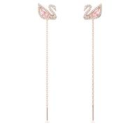 Pendants d'oreilles Swan, Cygne, Rose, Placage de ton or rosé OS