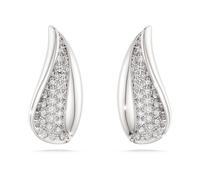 Pendants d'oreilles Swarovski Classica, Taille ronde, Blanches, Argent 925 S