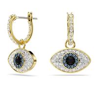Swarovski Pendants d'oreilles Symbolica, Œil porte-bonheur, Bleues, Placage de ton or