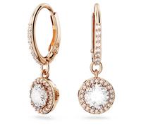 Pendants d'oreilles Una Angelic, Taille ronde, Pavé, Blanches, Doré à l’or rose 18 carats (750/1000) OS