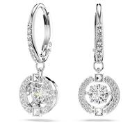 Pendants d'oreilles Una, Taille ronde, Blanches, Métal rhodié OS