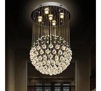 Pendants Lumières, Cristal Rond Luxe en Acier Inoxydable LED Dimmable Circular Art Suspendu Compatible avec Salle Manger de Chambre à Coucher