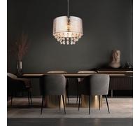 Cristal suspendu lumière textile pendule chambre éclairage plafonnier argent Globo 15188H3