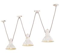 Pendelleuchte 3-flammig Céramique Blanc Antique Shabby E27 Réglable Suspendue