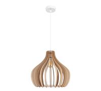 Pendelleuchte à Manger Bois Ø40 CM Rond Blanc Nature E27 Suspendue Scandinave