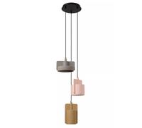 Pendelleuchte Bêton à Manger Gris Jaune Rose L: 25 CM E27 Suspendue 3-flammig