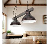 Pendelleuchte Bois Métal En Cuivre Antique Rustique 2x E27 Lampe Salle à Manger