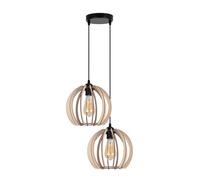 Pendelleuchte Bois Métal Noir 2-flammig E27 à Manger Lampe Suspendue Salon