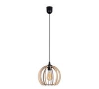 Pendelleuchte Bois Métal Noir Rond Ø24 CM E27 Bille à Manger Lampe Suspendue