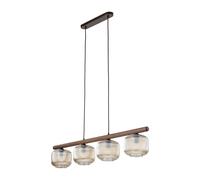 Pendelleuchte Bois Verre Marron E14 4-flammig Cognac Naturelle L: 95 CM Lampe