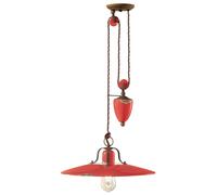 Pendelleuchte Céramique Métal Réglable Rouge Shabby E27 Lampe Suspendue à Manger