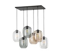 Pendelleuchte Lampe Suspendue Verre Fumé Métal L: 70 CM H : Max. 1,3 M 6x E27