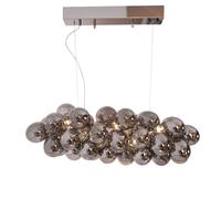 Pendelleuchte Métal Verre Fumé 80 CM Long 8x G9 Chrome Gris Suspendue à Manger