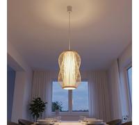 Pendelleuchte Salle à Manger Bambou E27 B : 21 CM Bois Naturel Lampe Moderne