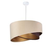 Pendelleuchte Tissu Abat-Jour en Beige or Brun Rond Ø50cm à Manger Lampe