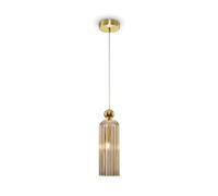 Pendelleuchte Verre Abat-Jour Métal Cognac Or Rond Ø10 CM E14 Suspendue Cuisine