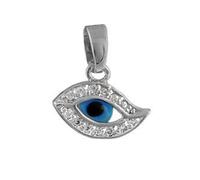 Pendentif - 1001 BIJOUX - Argent Rhodié - Oeil de la chance - Pierres blanches
