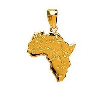 Pendentif - 1001 BIJOUX - Carte Afrique - Plaqué Or - Hauteur 2,4 cm - Largeur 2,9 cm