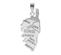 Pendentif - 1001 BIJOUX - Carte de la Corse - Argent Rhodié - Hauteur 4,6 cm - Largeur 2 cm