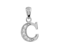 Pendentif - 1001 BIJOUX - Initiale C - Argent Rhodié - Pierres Blanches