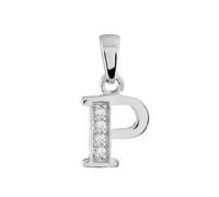 Pendentif - 1001 BIJOUX - Initiale P - Argent Rhodié - Pierres Blanches - Femme