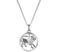 Pendentif 15 mm en Argent 925 avec Signe du Zodiaque Lion et chaîne gourmette 1,4 mm Pendentif Unisexe Boîte à Bijoux (40)