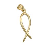 Pendentif 20x7mm symbole religieux Jésus poisson OR 9K brillant