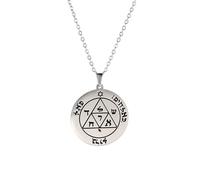 Pendentif 3ème pentacle de Mars pour homme et garçon Clé de Salomon le roi sceau Wicca Pendentif en acier inoxydable Talisman de protection Bijoux cadeaux