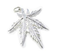 Pendentif à breloque en argent sterling feuille de cannabis .925 x 1 Pendentifs drogues