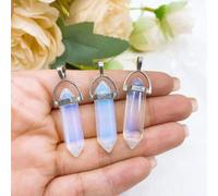 Pendentif À Pointe Hexagonale En Pierre De Cristal Naturel,Colliers De La Présidence,Guérison,Quartz Rose,Opalite,Balle,Chakra,Bijoux,Cadeau - Type Opalite-5pcs