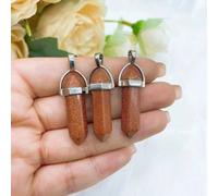 Pendentif À Pointe Hexagonale En Pierre De Cristal Naturel,Colliers De La Présidence,Guérison,Quartz Rose,Opalite,Balle,Chakra,Bijoux,Cadeau - Type Gold Sandstone-5pcs