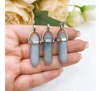 Pendentif À Pointe Hexagonale En Pierre De Cristal Naturel,Colliers De La Présidence,Guérison,Quartz Rose,Opalite,Balle,Chakra,Bijoux,Cadeau - Type Blue Aventurine-5pcs