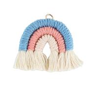 Pendentif à Pompon, Corde de Coton tissée Arc-en-Ciel Gland Perle Pendentif Porte-clés 5 pcs Multicolore(5pcs Sky Blue)