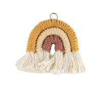 Pendentif à Pompon, Corde de Coton tissée Arc-en-Ciel Gland Perle Pendentif Porte-clés 5 pcs Multicolore(5pcs Mustard Yellow)