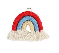 Pendentif à Pompon, Corde de Coton tissée Arc-en-Ciel Gland Perle Pendentif Porte-clés 5 pcs Multicolore(5pcs Red Blue)